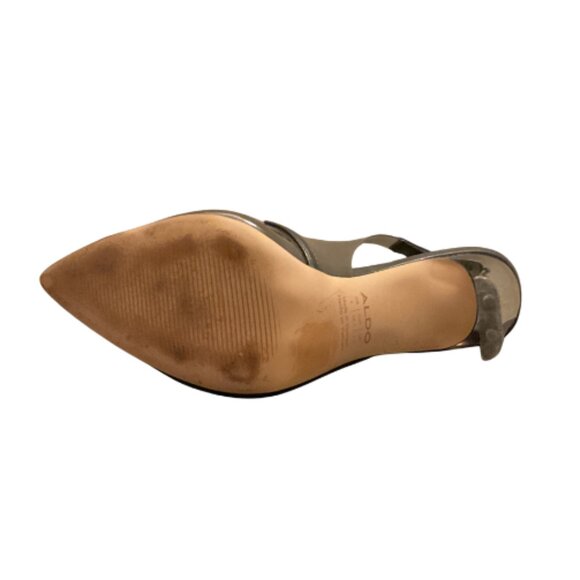 ALDO Clear PVC Slingback Heels | Transparent Pointed Toe | Black Trim - Picture 6 of 6